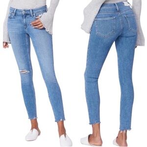 Paige Verdugo Ankle Skinny Medium Wash Distressed Jules Destructed Worn Away Hem